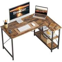 Ventryn 120cm Corner Desk L Shape With Bookshelf Reversible Home Office in Brown