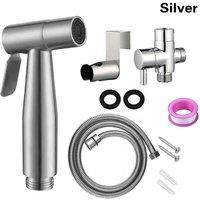 Ventryn Stainless Steel Handheld Bidet Sprayer Set Toilet Bathroom Spray Gun in Silver