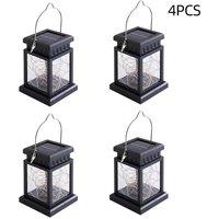 Ventryn 4x Solar LED Hanging Lantern Lights Waterproof Outdoor in Black