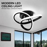 INMTFEI Modern Twisted Ring LED Ceiling Light Black Flush Mount Fixture