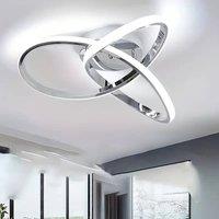INMTFEI Modern Twisted Ring LED Ceiling Light Chrome Flush Mount Fixture in Silver
