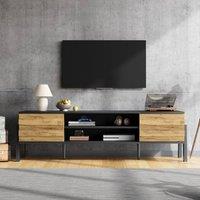 Tokpiedi Modern Entertainment Center Console with Soft Close Hinges in Brown