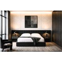 Stratus Interiors Raphael Extra Wide Headboard Premium Minimalist Style Bed-Non Storage in Black | Size: Double