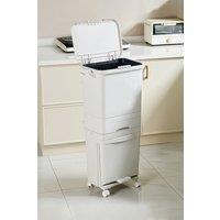 Living and Home 49L 3-Tier Removable Dustbin Dry Wet Separation Trash Bin with Detachable Inner Bucket in White