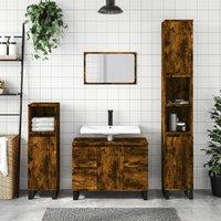Berkfield Home Bathroom Cabinet Smoked Oak 80x33x60 cm Engineered Wood in Brown | Size: 80 x 33 x 60 cm
