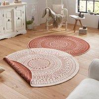THE RUGS Porto Reversible Indoor Outdoor Rug Flatweave Polypropylene Design in Red | Size: 240 cm diameter