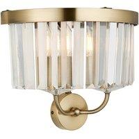Netlighting Ascoli Wall Lamp Antique Brass Plate & Clear Cut Glass 2 x 6W LED E14 in Bronze