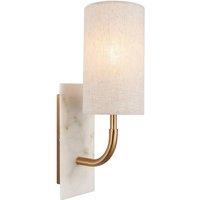 Netlighting Calista Wall Lamp Vintage Brass Finish White Marble & Linen 7W LED E14