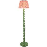 Netlighting Higgledy Gloss Green Floor Lamp Pink Fabric Ikat Shade 35cm E27