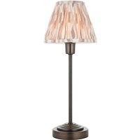 Netlighting Rise Bronze Plate Table Lamp Fabric Ikat Shade 16cm E14 in Brown