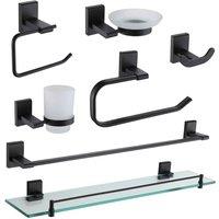 Showerdrape Unity Black Steel Wall Mounted 7 Piece Bathroom Accessory Set