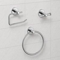 Showerdrape Modernity Chrome Stainless Steel Wall Mounted 3 Piece Bathroom Accessory Set in Silver