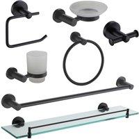 Showerdrape Modernity Black Steel Wall Mounted 7 Piece Bathroom Accessory Set