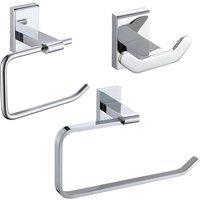 Showerdrape Unity Chrome Stainless Steel Wall Mounted 3 Piece Bathroom Accessory Set in Silver
