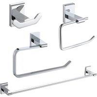 Showerdrape Unity Chrome Stainless Steel Wall Mounted 4 Piece Bathroom Accessory Set in Silver