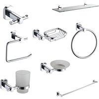 Showerdrape Admiralty Chrome Stainless Steel Wall Mounted 8 Piece Bathroom Accessory Set in Silver
