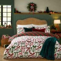 Furn Nathalie Festive Bows Printed Duvet Cover Set | Size: King