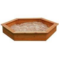 Big Game Hunters Sandpit - Hexagonal Wooden Sand pit for All Ages - 1.5m Diameter with Weatherproof Cover & Underlay in Brown
