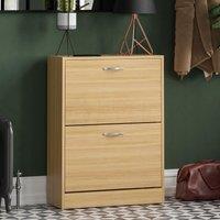 Home Discount Vida Designs 2 Drawer Shoe Cabinet Storage Organizer in Brown