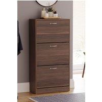 Home Discount Vida Designs 3 Drawer Shoe Storage Cabinet Rack Organizer in Walnut