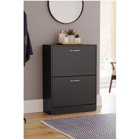 Home Discount Vida Designs 2 Drawer Shoe Cabinet Storage Organizer in Black