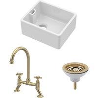 Balterley Compact Single Bowl Belfast Sink, Strainer Waste & Bridge Tap in White