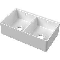 Balterley Fireclay Kitchen Sink Thin Edge Flush Weir 795mm in White
