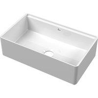 Balterley Fireclay Ceramic 1 Bowl Kitchen Sink with Ledge & Overflow, 795mm in White