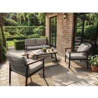 Solace+Co Kyla 4 Piece Garden Sofa Set with Coffee Table Grey & Brown