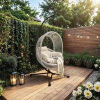 Solace+Co Lana Garden Swing Chair Rattan in Grey