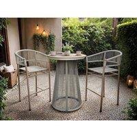 Solace+Co Hana Round Bar Table & Lita Chairs Garden Set in White