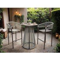 Solace+Co Hana Round Bar Table & Lita Chairs Garden Set in Brown