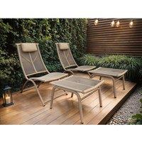 Solace+Co Esen Garden Lounge Chair with Footstool Set Beige