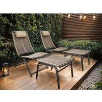 Solace+Co Esen Garden Lounge Chair with Footstool Set Brown