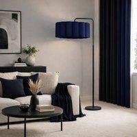 CGC Lighting Kyra Matt Black Angled Floor Lamp with Large Scalloped Lampshade