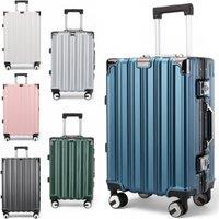 Infinity Leather Robust Hard Shell Cabin Suitcase 36 x 24 x 56 cm Luggage Suitable for Easyjet, Ryanair, Wizzair in Silver