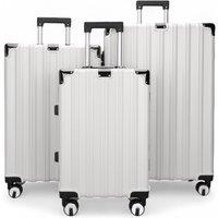 Infinity Leather Hardshell Suitcase Set Robust 8 Wheel Luggage Cabin Case Bag in White