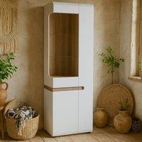 Wyld Haus Foxwhisk Tall Glazed Narrow Display Unit White & Truffle Oak