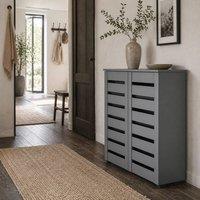 Wyld Haus Zifa Slim Shoe Cabinet Dark Grey 5 Tier with Slatted Doors