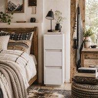 Wyld Haus Nineso Valu Slim White Bedside Table 2 Drawers with Open Shelf