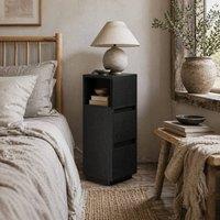 Wyld Haus Susema Black Slim Bedside Table 2 Drawers Open Shelf