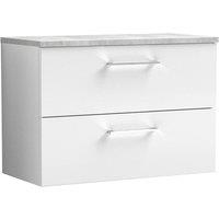 Balterley Level 800mm Wall Hung 2 Drawer Unit & Laminate Worktop Gloss White