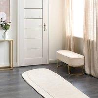 Wyld and Coco Hand-Tufted Oval Rug 80 x 250 cm Light Beige Viscose-Wool | Size: 80 cm x 250 cm