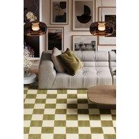 Kukoon Pastel Sage Retro Chequerboard Maximalist Dcor Large Bedroom Area Rug in Green | Size: 160 cm x 230 cm