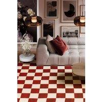 Kukoon Terracotta Orange Retro Chequerboard Maximalist Dcor Large Bedroom Area Rug in Red | Size: 120 cm x 170 cm