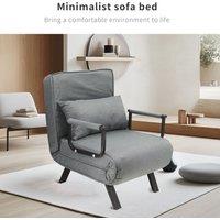 Hygrad Built to Survive 4 In 1 Foldable Lazy Lounger Single Chair Sofa Bed With Pillow in Grey