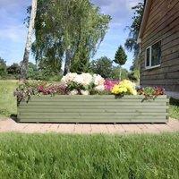 Woven Wood 1.8m Sage Green Pine Raised Wooden Trough Planter