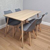 KOSY KOALA Dining Table Set With 4 grey Tulip Chairs Home Kitchen Dining Furnitur in Beige | Size: 120 cm x 70 cm