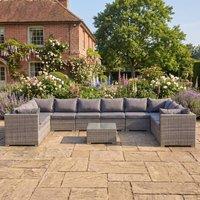 Rosewood & Stone Home Anglesey - 10 Seat Large U-Shape Modular Set in Grey on Grey