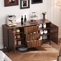 BTM Dark Oak Sideboard with 3 Drawers, Mid-Century Style 150CM in Brown
